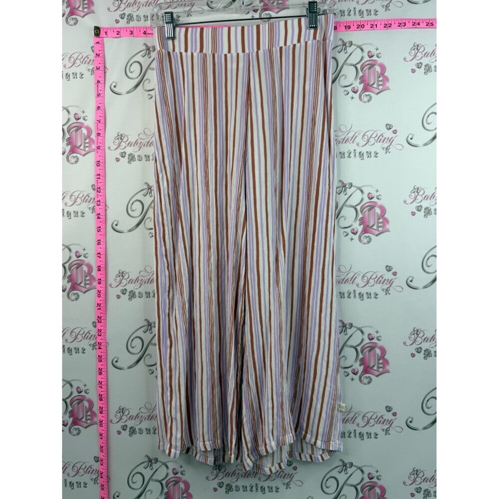 La vie en rose aqua pants Striped Wide-Leg Palazzo Pants - White, Tan, Rust